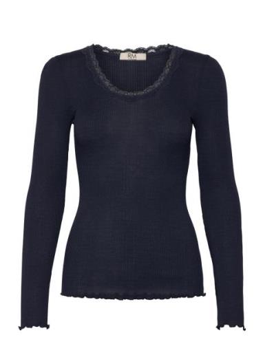 Rmwbalta Modal Ls Lace Blouse RM By Rosemunde Navy