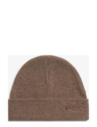 Essential Logo Knitted Beanie Superdry Brown