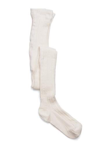 Cable Knitted Stockings Offwhite Geggamoja Cream