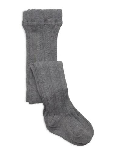 Cable Knitted Stockings Grey Melange Geggamoja Grey