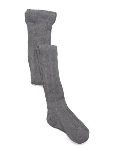 Cable Knitted Stockings Grey Melange Geggamoja Grey