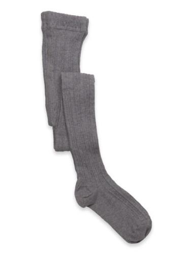 Cable Knitted Stockings Grey Melange Geggamoja Grey