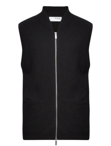 Slhreason Sl Knit Boiled Wool Vest Selected Homme Black