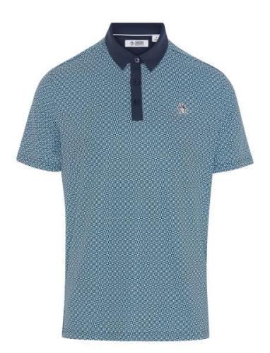 All-Over Retro Micro Floral Print Polo Original Penguin Golf Blue