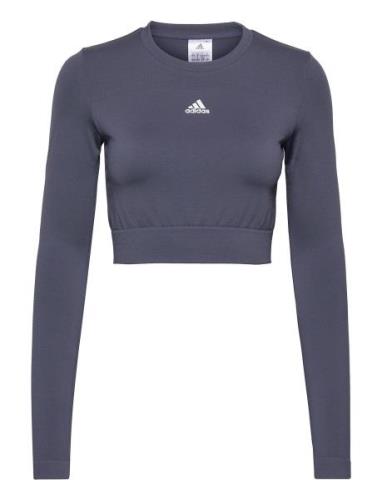 Aeroknit Seamless Fitted Cropped Tee W Adidas Performance Navy