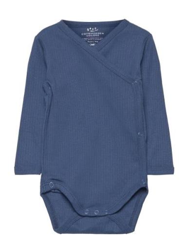 Baby Rib Jersey Body Crossover W. Longsleeve Copenhagen Colors Blue