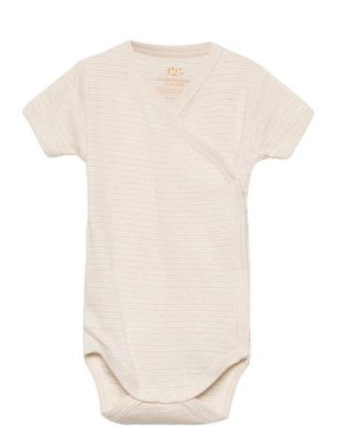 Baby Striped Wrap Body W. Short Sleeve Copenhagen Colors Cream