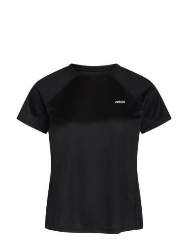 Women Sports T-Shirt With Chest Print ZEBDIA Black