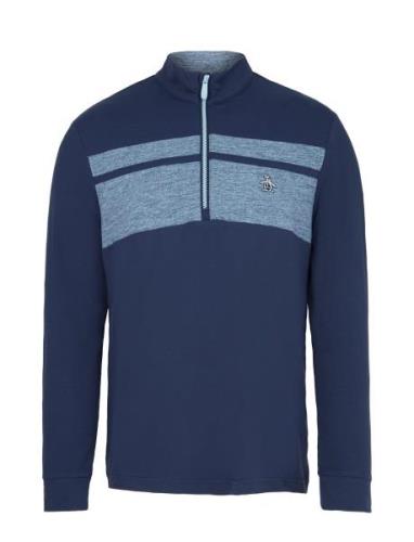 Lightweight 1/4 Zip Heritage Block Pullover Original Penguin Golf Blue