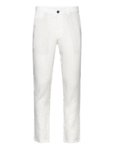 Slim-Fit 100% Linen Trousers Mango White