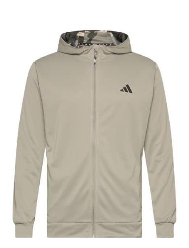 Adidas Train Essentials Camo Full Zip Hoodie Adidas Performance Khaki