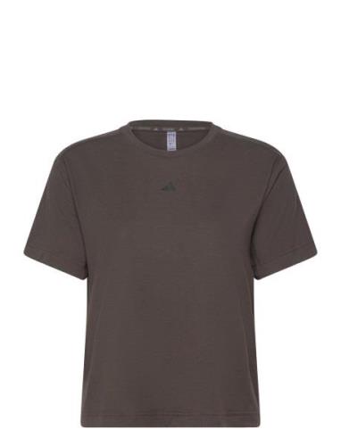 Power Back Cutout 3 Stripes Tee Adidas Performance Brown