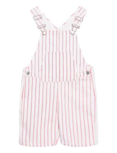 Striped Cotton Dungarees Mango Red