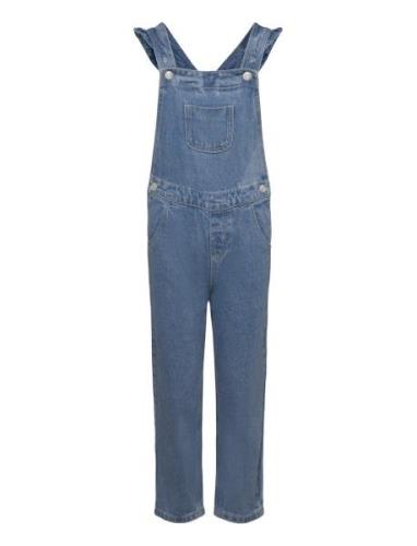 Frills Denim Dungarees Mango Blue