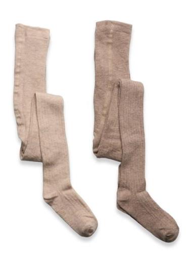 Wool Stocking - Rib 2-Pack Minymo Beige