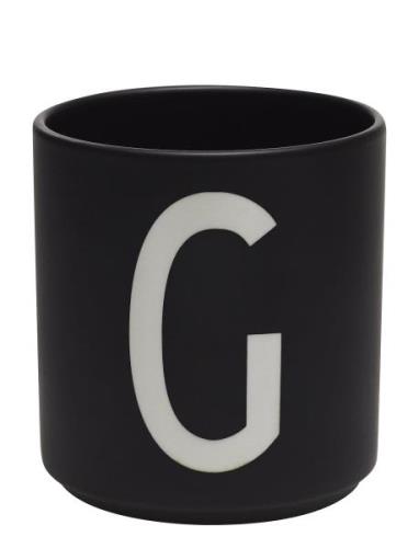 Black Porcelain Cups A-Z Design Letters Black