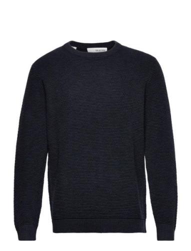 Slhvince Ls Knit Bubble Crew Neck Noos Selected Homme Navy