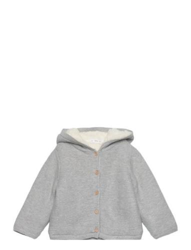 Cardigan With Stitched Sheepskin Lining Mango Grey