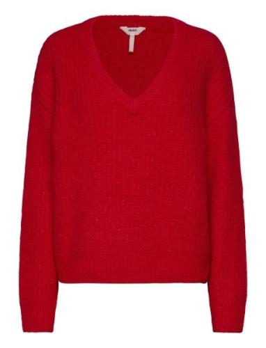 Objmilu Ls Lo V-Neck Knit E Au 24 Object Red