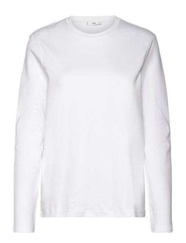 Long Sleeve Cotton T-Shirt Mango White