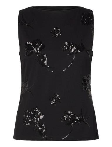 Slfmalli Sl Applique Top Selected Femme Black