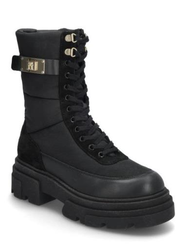 Biker Leather Mix Lace-Up Tommy Hilfiger Black