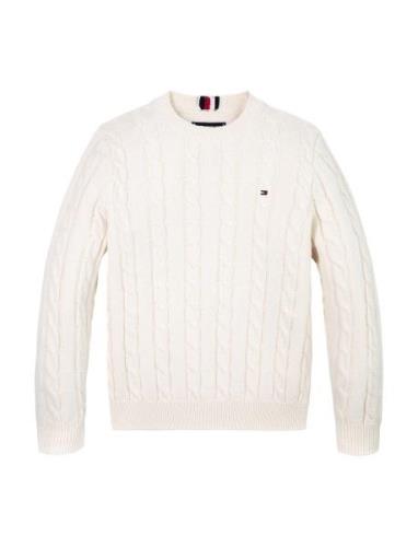 Essential Reg Cable Sweater Tommy Hilfiger White