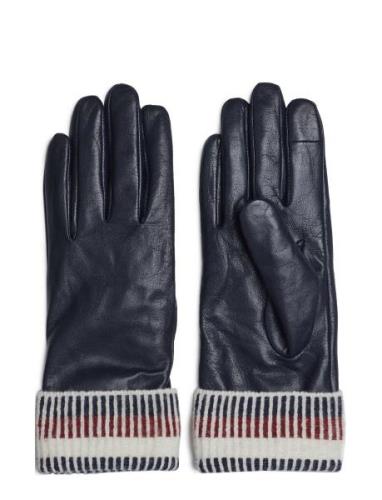 Leather Knit Gloves Tommy Hilfiger Black