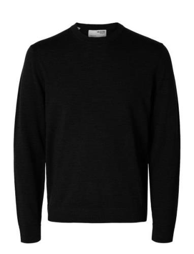 Slhtray Ls Knit Merino Crew Neck Noos Selected Homme Black