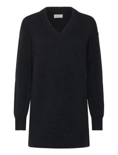 Textured Sweater V-Neck Dress Calvin Klein Jeans Black