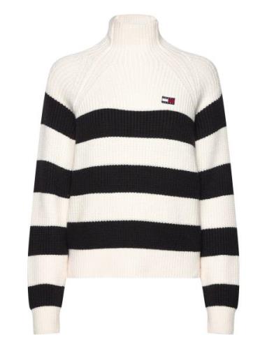 Tjw Stripe Mocknck Badge Sweater Tommy Jeans White