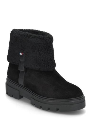 Faux Fur Suede Roll-Down Boot Tommy Hilfiger Black