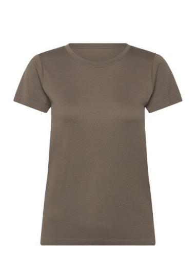 Julee W Loose Fit S/S Seamless Tee Athlecia Khaki