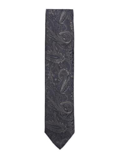 Paisley Pattern Tie 7 Cm Lindbergh Black Blue