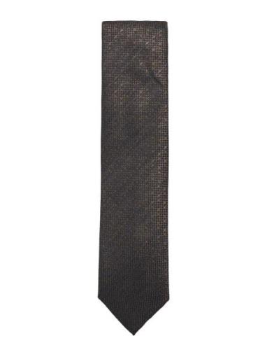 Structured Linen Blend Tie 7 Cm Lindbergh Black Grey