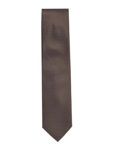 Polyester Tie With Dots 7 Cm Lindbergh Black Khaki