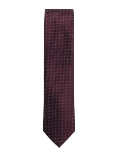 Polyester Tie With Dots 7 Cm Lindbergh Black Burgundy