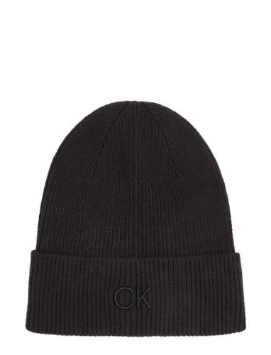 Ck Embroidery Fine Rib Beanie Calvin Klein Black