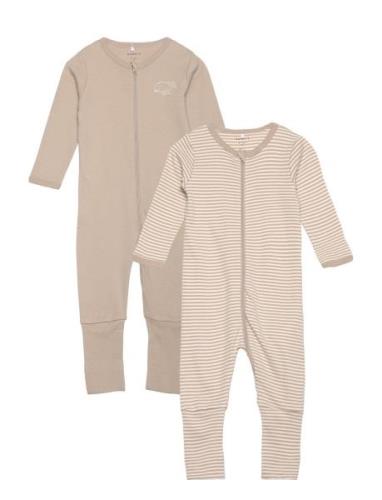 Nbnnightsuit 2P Zip Ff Y/D Core 2 Noos Name It Beige