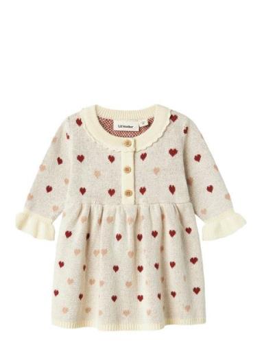 Nbfsaran Ls Knit Dress Heart Lil Lil'Atelier Cream