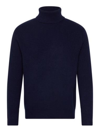 Eddie Wool Rib Rollneck Knit Les Deux Navy