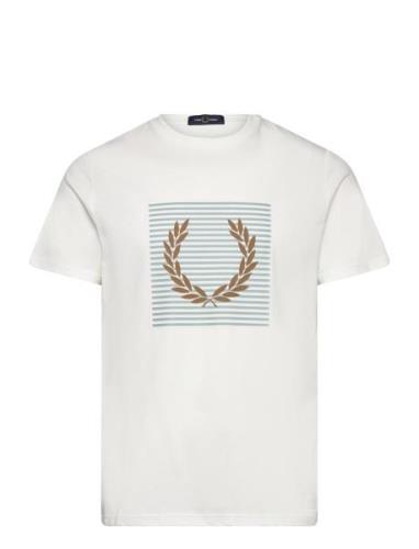 Striped Laurel Wreath Tee Fred Perry White