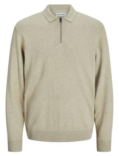 Jjeemil Knit Polo Half Zip Ls Noos Jack & J S Beige