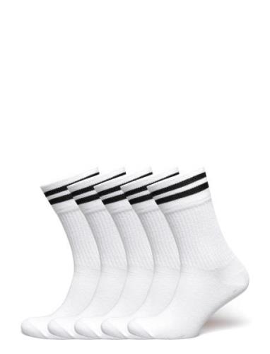 5-Pk Tennis Socks With Stripes ZEBDIA White