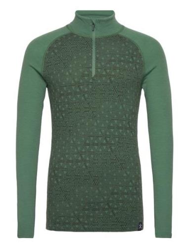 Geo Merino Wool Halfzip Bula Green