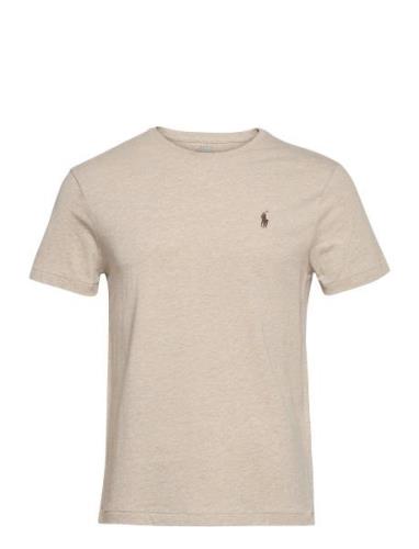 Custom Slim Fit Jersey Crewneck T-Shirt Polo Ralph Lauren Beige