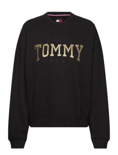 Tjw Nw Bxy Glitter Varsity Crew Tommy Jeans Black