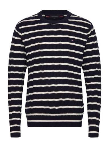 Classic Cotton Cable Crew Neck Tommy Hilfiger Navy