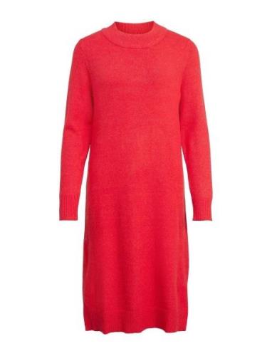 Viril Crew Neck L/S Midi Dress - Noos Vila Red