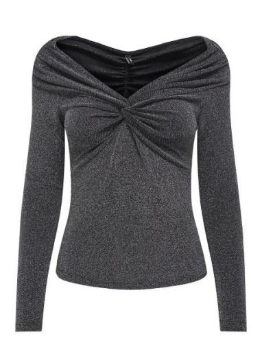 Onlqueen L/S Glitter Top Jrs ONLY Grey